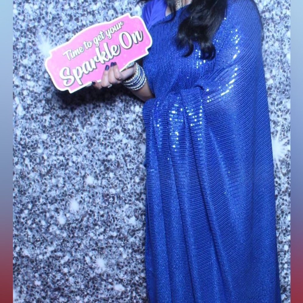 Full royal blue sequin saree.